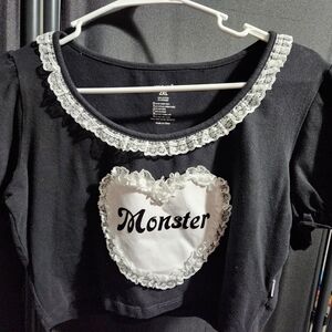 Black Lace Trim Crop Top